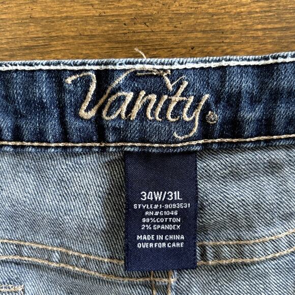 Vanity Jeans Dakota Dark Wash Faded Mid Rise Flare Plus Size 34 Trashy Y2k - Picture 4 of 8